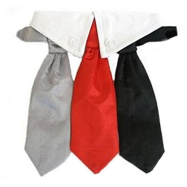 Formal Red, Black and Grey Satin Neck Tie and Collar Set