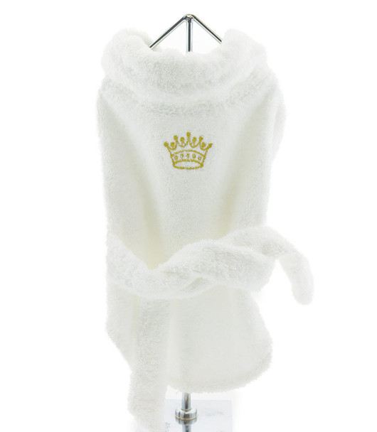 White Gold Crown Pet Dog Bathrobe