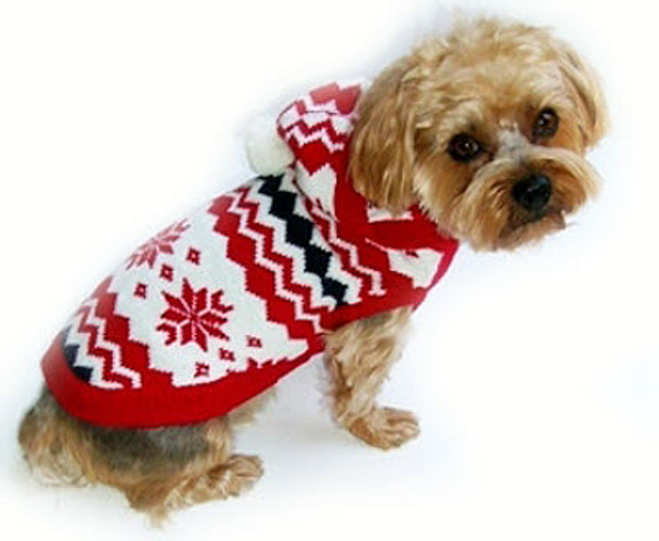 Fair Isle White Snowflake Dog Sweater - Size 10