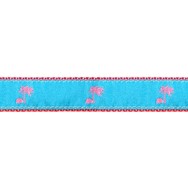 Dog Collar - Palm Trees (Turquoise) - 1/2, 3/4, 1 1/4