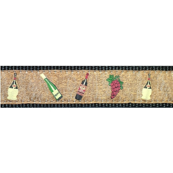 Dog Collar - Wine and Grapes on Cork -  3/4 & 1 1/4