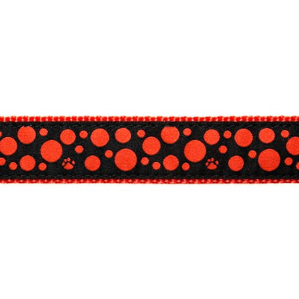 Preston Dog Dog Collar - Polka Dots Red on Black - 1/2, 3/4, 1 1/4