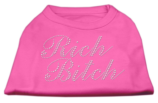 Rich Bitch Rhinestone Dog Shirts Bright Pink