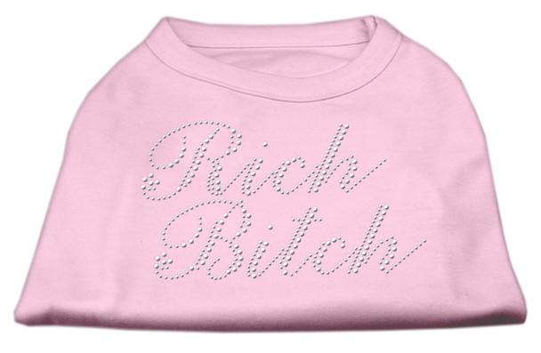 Rich Bitch Rhinestone Dog Shirts Light Pink