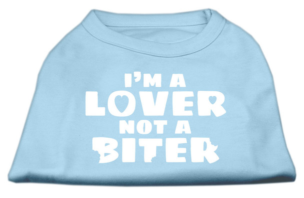 Image of I'm A Lover Not A Biter Screen Printed Dog Shirt -  Baby Blue