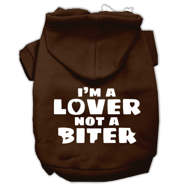 Image of I'm A Lover Not A Biter Screen Printed Dog Hoodie - Brown