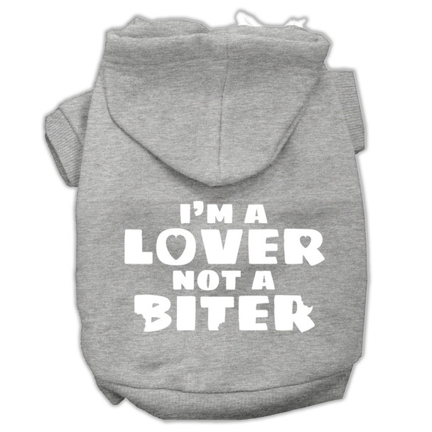 Image of I'm A Lover Not A Biter Screen Printed Dog Hoodies - Grey