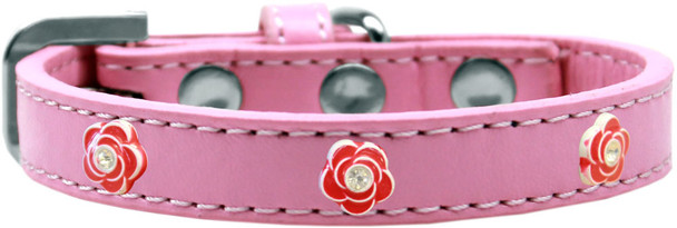 Red Rose Widget Dog Collar - Light Pink
