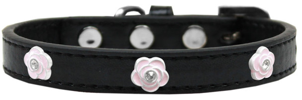 Image of Light Pink Rose Widget Dog Collar - Black