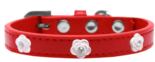 Image of Light Pink Rose Widget Dog Collar - Red