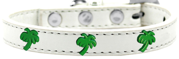 Green Palm Tree Widget Dog Collar - White