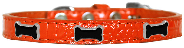 Black Bone Widget Croc Dog Collar - Orange