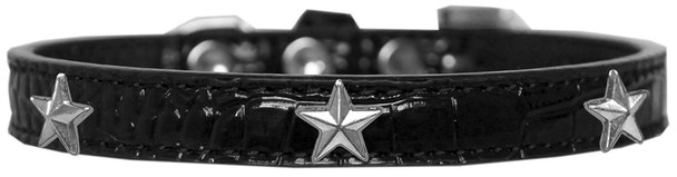 Silver Star Widget Croc Dog Collar - Black