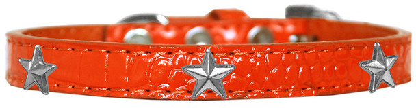 Silver Star Widget Croc Dog Collar - Orange