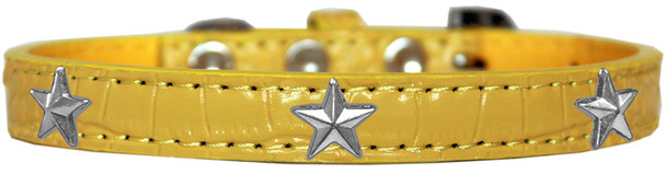 Silver Star Widget Croc Dog Collar - Yellow