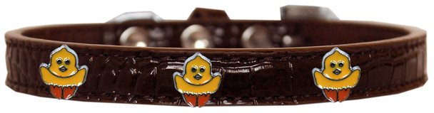 Chickadee Widget Croc Dog Collar - Chocolate