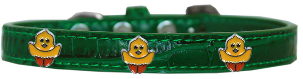 Chickadee Widget Croc Dog Collar - Emerald Green