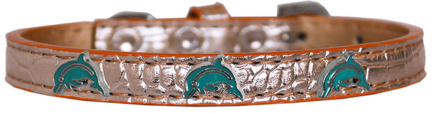 Dolphin Widget Croc Dog Collar - Copper