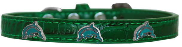 Dolphin Widget Croc Dog Collar - Emerald Green