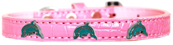 Dolphin Widget Croc Dog Collar - Light Pink