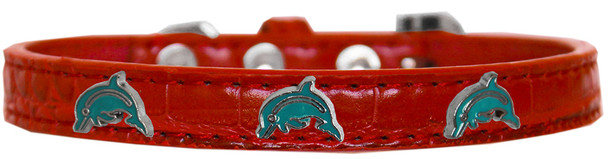 Dolphin Widget Croc Dog Collar - Red