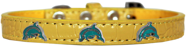 Dolphin Widget Croc Dog Collar - Yellow