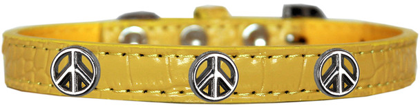 Peace Sign Widget Croc Dog Collar - Yellow