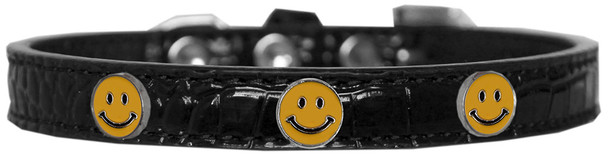 Happy Face Widget Croc Dog Collar - Black