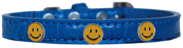 Happy Face Widget Croc Dog Collar - Blue