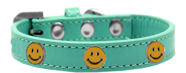 Happy Face Widget Dog Collar - Aqua