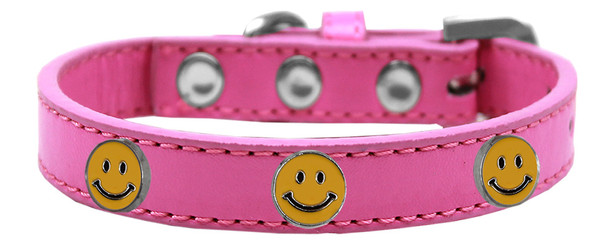 Happy Face Widget Dog Collar - Bright Pink