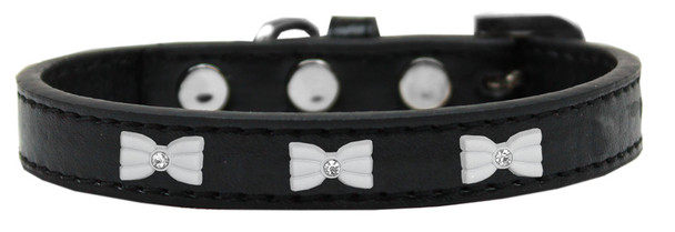 White Bow Widget Dog Collar - Black
