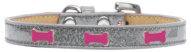 Pink Bone Widget Dog Collar Silver - Ice Cream