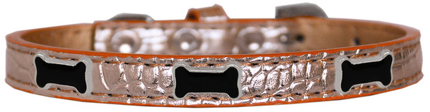 Black Bone Widget Croc Dog Collar - Copper