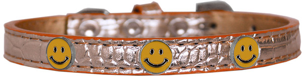 Happy Face Widget Croc Dog Collar - Copper