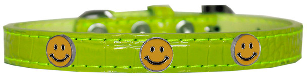 Happy Face Widget Croc Dog Collar - Lime Green