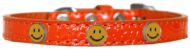 Happy Face Widget Croc Dog Collar - Orange