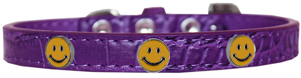 Happy Face Widget Croc Dog Collar - Purple
