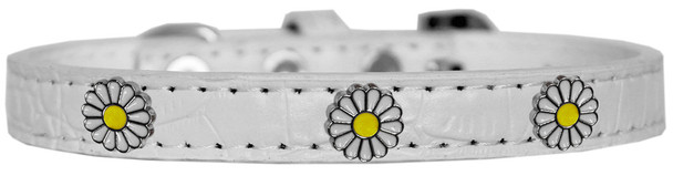 White Daisy Widget Croc Dog Collar - White