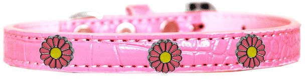 Pink Daisy Widget Croc Dog Collar - Light Pink