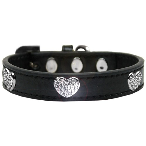 Image of one Crystal Heart Dog Collar - Black