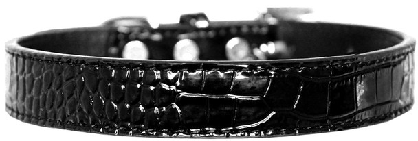 Tulsa Plain Croc Dog Collar - Black