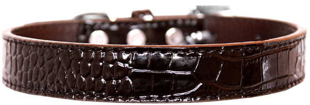 Tulsa Plain Croc Dog Collar - Chocolate