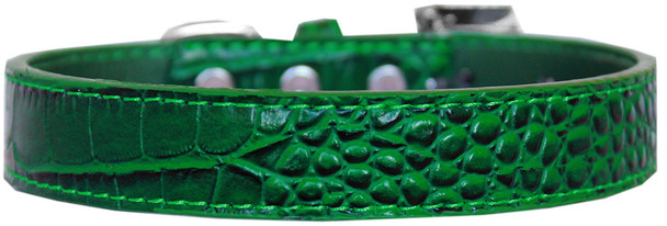Tulsa Plain Croc Dog Collar - Emerald Green