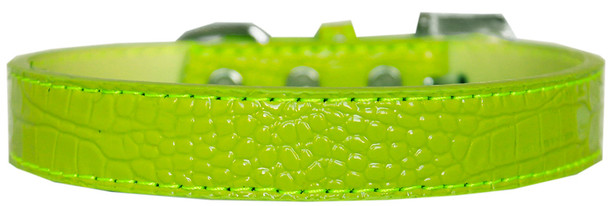 Tulsa Plain Croc Dog Collar - Lime Green