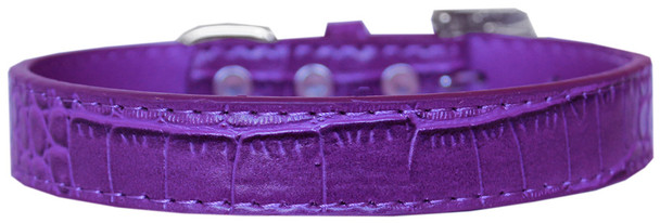 Tulsa Plain Croc Dog Collar - Purple