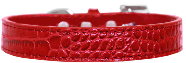 Tulsa Plain Croc Dog Collar - Red