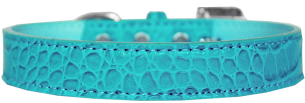 Tulsa Plain Croc Dog Collar - Turquoise