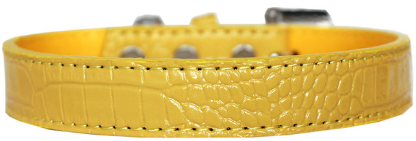 Tulsa Plain Croc Dog Collar - Yellow