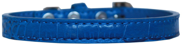 Wichita Plain Croc Dog Collar - Blue